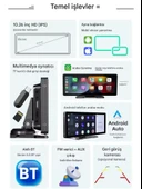 4K CarPlay 128GB Araç İçi Güvenlik Kamerası 10.2'' Ekran Ön & Arka Kayıt Android & iPhone Uyumlu - 2