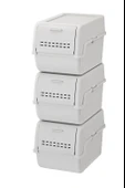 Motek MT-40 S-Box 8 Litre 3'lü Çok Amaçlı Organizer Düzenleyici Gri ( 3*8Litre ) - 3