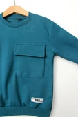 Erkek Çocuk Mavi Cepli Mevsimlik Eşofman Takımı | Rahat Sweatshirt ve Jogger Alt - 3