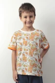 Erkek Çocuk Dinozor Desenli Yazlık Tişört - Renkli Pamuklu Kısa Kollu Tshirt - 7