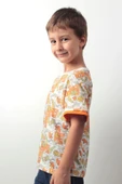 Erkek Çocuk Dinozor Desenli Yazlık Tişört - Renkli Pamuklu Kısa Kollu Tshirt - 4