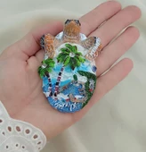 Magnet Kaplumbağa Palmiye Nazar Göz Boncuk Taşlı Mıknatıslı Buzdolabı Süsü - 2