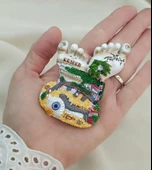 Magnet Ayak Parmak Palmiye Nazar Göz Boncuk Taşlı Mıknatıslı Buzdolabı Süsü thumbnail 3