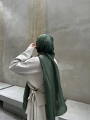Pamuklu Soft İnci Desen Şal-Haki - 1