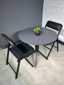Hey Modüler Mobilya Saray Antrasit Gri Yuvarlak Mutfak Yemek Masası Balkon Masası Metal Siyah Ayak 80 Cm - 5