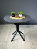 Hey Modüler Mobilya Saray Antrasit Gri Yuvarlak Mutfak Yemek Masası Balkon Masası Metal Siyah Ayak 80 Cm - 2