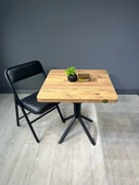 Hey Modüler Mobilya Tepe Atlantik Çam Mutfak Yemek Masası Balkon Masası Kavisli Köşe Siyah Ayak 70 cm - 2