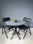 Hey Modüler Mobilya Saray Antrasit Gri Yuvarlak Mutfak Yemek Masası Balkon Masası Metal Siyah Ayak 80 Cm - 3