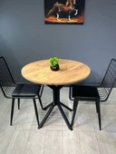 Hey Modüler Mobilya Saray Atlantik Çam Yuvarlak Mutfak Yemek Masası Balkon Metal Siyah Ayak 80 Cm - 4