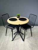 Hey Modüler Mobilya Nisa Safir Meşe Yuvarlak Mutfak Masası Yemek Masası Metal Siyah Ayak 70 Cm - 3