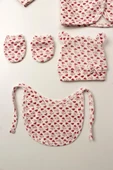 Bebek Hastane Çıkışı 5'li Set - Organik Pamuk,Karışık Kalpli Desen, Yumuşak ve Nefes Alabilir - 4