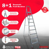 ASVERA 8+1 Basamaklı Profil Merdiven – Hafif, Kaymaz, Ev & İş Yeri Kullanımı İçin thumbnail 2