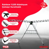ASVERA Rainbow %100 Alüminyum Kurutmalık – Katlanır, Hafif, Geniş ve Paslanmaz Askı thumbnail 2