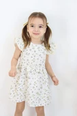 Kız Çocuk Haki Yazlık Çiçekli Fiyonklu Elbise - Kısa Kollu Günlük Elbise 3-6 Yaş thumbnail 10