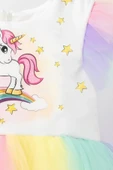 Kız Çocuk Unicorn Baskılı Renkli Tütü Tüllü Prenses Doğum Günü Parti Elbisesi - 8