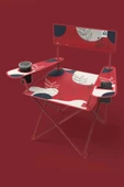 Qufi Desenli Katlanır Kamp Piknik Sandalyesi Rejisör Koltuğu Kırmızı - 1