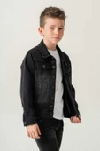 Çift Cepli Düğmeli Siyah Kot Erkek Çocuk Ceket - 1