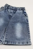 Çocuk Kot Şort - Lastikli Bel, Rahat Kalıp, Cepli, Günlük Yazlık Denim Şort - 3