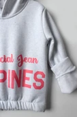 Kız Çocuk 5-10 Yaş Şardonlu Kalın Sweatshirt - Kapüşonlu Bebe Mavisi HAPPINESS Baskılı - 9