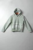 Kız Çocuk 5-10 Yaş Şardonlu Kalın Sweatshirt - Kapüşonlu Mint Yeşili HAPPINESS Baskılı thumbnail 1