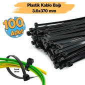 Cırt Kelepçe 3,6x370 mm Plastik 100 Adet Siyah Renk Zip Kablo Bağı Çok Amaçlı Bağlama Uzun - 1