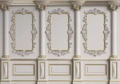 3 Boyutlu Beyaz Sütun Panel Altın Motif Duvar Kağıdı Baskı - 7