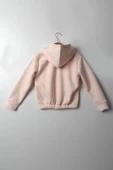 Kız Çocuk 5-10 Yaş Şardonlu Kalın Sweatshirt - Kapüşonlu Somon HAPPINESS Baskılı - 11