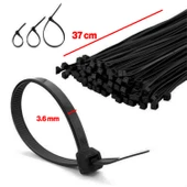 Cırt Kelepçe 3,6x370 mm Plastik 100 Adet Siyah Renk Zip Kablo Bağı Çok Amaçlı Bağlama Uzun - 4