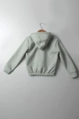 Kız Çocuk 5-10 Yaş Şardonlu Kalın Sweatshirt - Kapüşonlu Mint Yeşili HAPPINESS Baskılı thumbnail 2