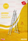 ASVERA 3 Parça x 2,5 Metre = 7,5 Metre A Tipi Alüminyum Merdiven – Katlanabilir & Dayanıklı thumbnail 1