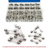 Cam Sigorta Seti 5x20 6x30 mm 360 Adet 24 Çeşit 250v Hızlı / Fast Şeffaf Çantada - 1