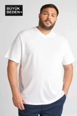 Erkek Büyük Beden V Yaka Tshırt SPRBTS09 - 5