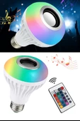 Bluetooth Hoparlörlü, RGB LED Işıklı Lamba, Uzaktan Kumandalı Müzik Çalar Ampul - 3