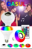 Bluetooth Hoparlörlü, RGB LED Işıklı Lamba, Uzaktan Kumandalı Müzik Çalar Ampul - 2