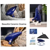 12 Delikli Alto C Seramik Ocarina - Mavi - 4