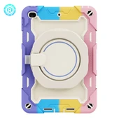iPad Mini 4/5 7.9 inç Darbeye Dayanıklı Kılıf - Gökkuşağı Pembe - Döner Halkalı - 1