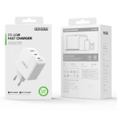65W 3 Portlu USB-C Hızlı Şarj Aleti - Beyaz - 10