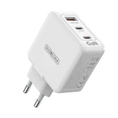 65W 3 Portlu USB-C Hızlı Şarj Aleti - Beyaz - 1