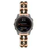 Garmin Fenix 5X/5X Plus için Metal Deri Yedek Kayış - Şampanya Siyah - 1