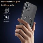 iPhone 11 Pro Lüks Deri MagSafe Kılıf - Kırmızı thumbnail 8