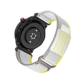Amazfit GTR 2/2e/47mm Uyumlu Beyaz Sarı Renkli Velcro Kumaş Kordon - 1