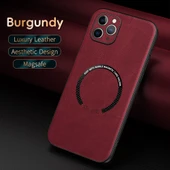 iPhone 11 Pro Lüks Deri MagSafe Kılıf - Kırmızı thumbnail 1