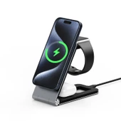 3'ü 1 Arada MagSafe Kablosuz Şarj İstasyonu - iPhone/Apple Watch/AirPods - Siyah - 4
