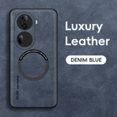 OPPO Reno11 Lüks Deri MagSafe Kılıf - Kot Mavisi - 1