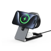 3'ü 1 Arada MagSafe Kablosuz Şarj İstasyonu - iPhone/Apple Watch/AirPods - Siyah - 3
