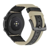 Xiaomi Mi Watch S1/S1 Active/S1 Pro Uyumlu Bej Naylon Deri Kordon - 1