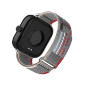 Xiaomi Redmi Watch 4 Örme Naylon Loop Kordon - Gri Kırmızı - 1