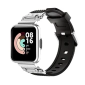 Xiaomi Redmi Watch 3 Active/Lite Metal Silikon Kordon - Gümüş Siyah - 1