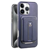 iPhone 15 Pro Manyetik Çıkarılabilir Deri Cüzdanlı Standlı Kılıf - Erik Kırmızısı - 10