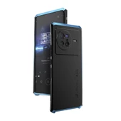 VIVO X80Pro Uyumlu Alüminyum Bumper Kılıf - Kırmızı-Altın Kenar - 6.78 inç - 3